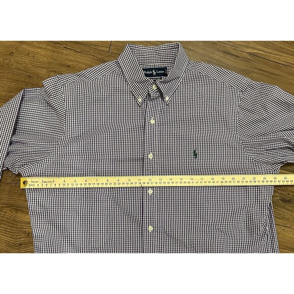 Ralph Lauren Button Down Shirt Men’s 16 1/2 X 34-35 Large Gingham Check Purple - Picture 6 of 11